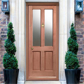 Image: LPD Malton External Meranti Wooden Front Door - Frosted Double Glazing