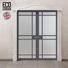 Eco-Urban Leith 9 Pane Solid Wood Internal Door Pair UK Made DD6316SG - Frosted Glass - Eco-Urban® Stormy Grey Premium Primed