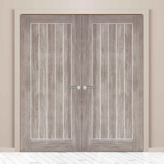 Image: Laminate Mexicano Light Grey Door Pair - Prefinished