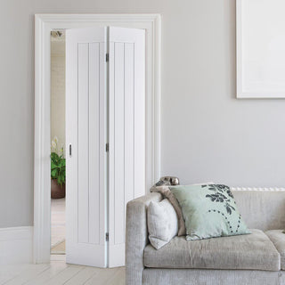 Image: Mexicano Flush Bifold Door - White Primed