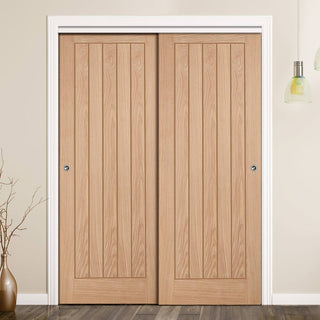 Image: Minimalist Wardrobe Door & Frame Kit - Two Belize Oak Door - Prefinished
