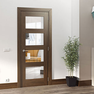 Image: Walnut veneer glazed interior door