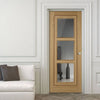 Oak 3 Pane Inlay Flush Door - Clear Glass - Prefinished