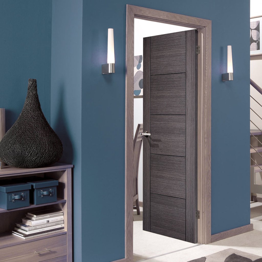 Modern flush grey colour interior door