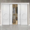 Four Sliding Wardrobe Doors & Frame Kit - Montpellier 3 Panel Door - White Primed