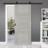 Top Mounted Black Sliding Track & Door - Montreal Prefinished Light Grey Ash Door