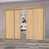 Pass-Easi Four Sliding Doors and Frame Kit - Montreal Oak Flush Internal Door - Prefinished