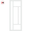 Top Mounted Black Sliding Track & Solid Wood Door - Eco-Urban® Morningside 5 Pane Solid Wood Door DD6437SG Frosted Glass - Cloud White Premium Primed