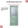 Premium Composite Front Door Set - Mulsanne 1 Geo Bar Clear Glass - Shown in Chartwell Green