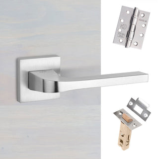 Image: Tupai Rapido CurvaLine Valbona Fire Lever on Square Rose - Satin Chrome Handle Pack