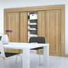 Four Sliding Maximal Wardrobe Doors & Frame Kit - Norwich Real American Oak Veneer Door - Unfinished