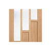 Two Sliding Doors and Frame Kit - Coventry Contemporary Oak Door - Clear Glass - Unfinished