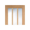 Coventry Oak 6 Panel Single Evokit Pocket Door Detail - Clear Glass - Prefinished