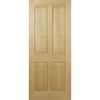 FD30 Fire Door, Regency 4 Panel Oak Door - No Raised Mouldings - 1/2 Hour Fire Rated - Prefinished