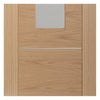 Portici Oak Flush Door - Aluminium Inlay - Clear Glass - Prefinished