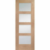 Three Folding Doors & Frame Kit - Shaker Oak 4 Pane 3+0 - Obscure Glass - Prefinished