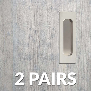 Image: Two Pairs of Chester 120mm Sliding Door Oblong Flush Pulls - Polished Stainless Steel