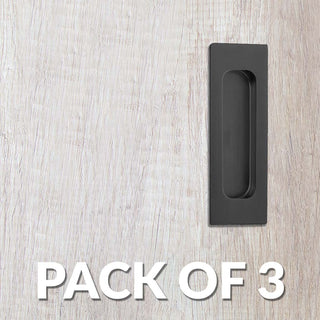 Image: Pack of Three Chester 120mm Sliding Door Oblong Flush Pulls - Matt Black Finish