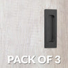 Pack of Three Chester 120mm Sliding Door Oblong Flush Pulls - Matt Black Finish