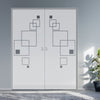 Geometric Square 8mm Obscure Glass - Clear Printed Design - Double Absolute Pocket Door