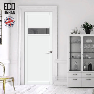 Image: Handmade Eco-Urban Orkney 1 Pane 2 Panel Solid Wood Internal Door UK Made DD6403G Clear Glass - Eco-Urban® Cloud White Premium Primed