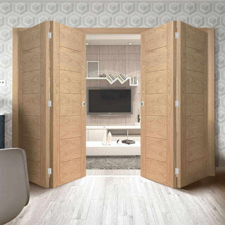 Image: Four Folding Doors & Frame Kit - Palermo Oak 2+2 - Prefinished