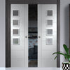 Palermo Double Evokit Pocket Doors - Frosted Glass - Primed