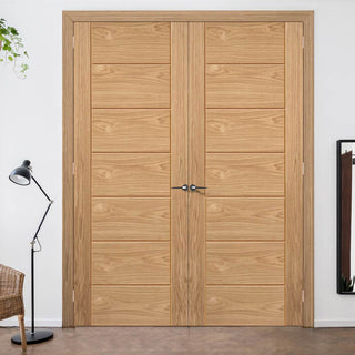 Image: J B Kind Contemporary Palomino Oak Internal Door Pair