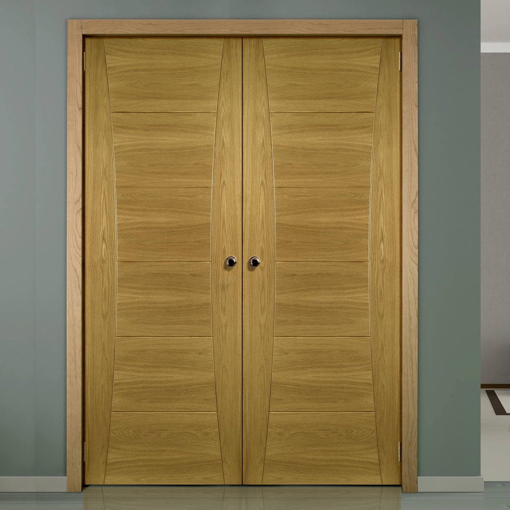 Pamplona Oak Flush Door Pair - Prefinished