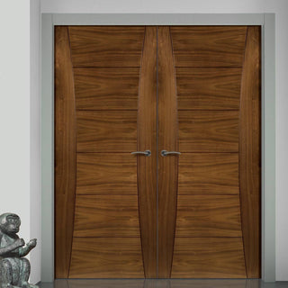 Image: Pamplona Walnut Prefinished Fire Door Pair - 1/2 Hour Fire Rated