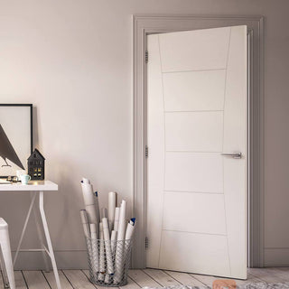 Image: Pamplona White Primed Flush Door from Deanta UK