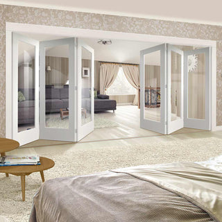 Image: Bespoke Thrufold Pattern 10 1L White Primed Glazed Folding 3+3 Door