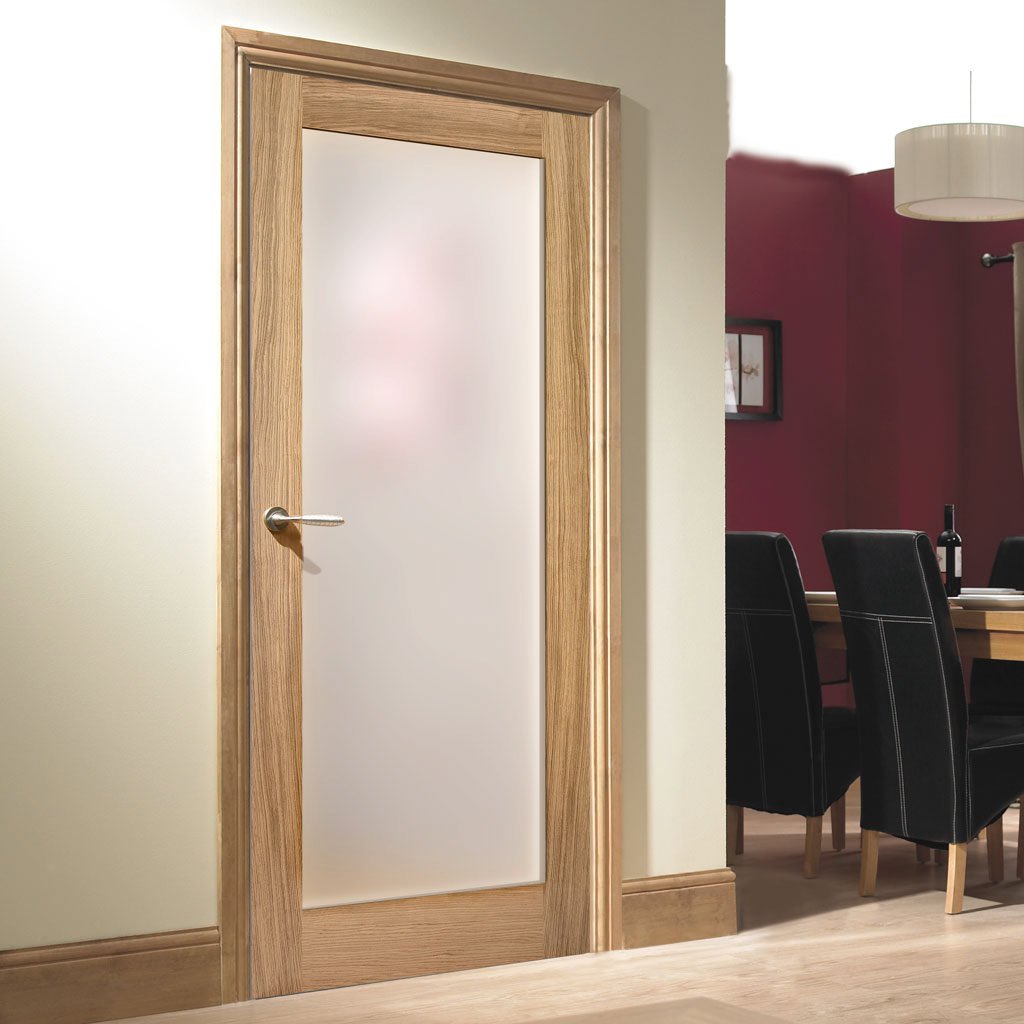 Pattern 10 Oak Door - Full Pane Frosted Glass