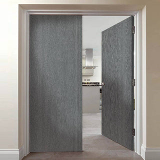 Image: J B Kind Pintado Slate Grey Flush Door Pair - 1/2 Hour Fire Rated - Prefinished