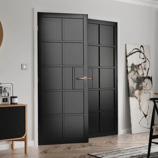 Image: JB Kind Industrial Plaza Black Internal Door Pair - Prefinished