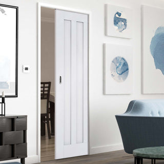 Image: Idaho Panel Single Evokit Pocket Door - White Primed