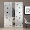 Polka Dot 8mm Obscure Glass - Clear Printed Design - Double Absolute Pocket Door