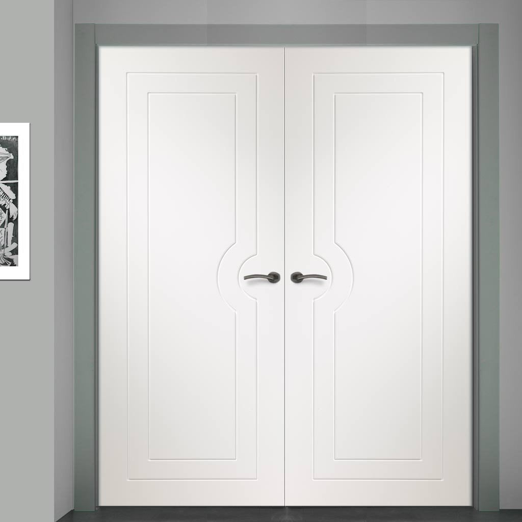 Simpli Double Door Set - Potenza White Flush Door - Prefinished