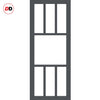 Eco-Urban Queensland 7 Pane Solid Wood Internal Door Pair UK Made DD6424SG Frosted Glass - Eco-Urban® Stormy Grey Premium Primed