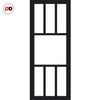 Eco-Urban Queensland 7 Pane Solid Wood Internal Door Pair UK Made DD6424SG Frosted Glass - Eco-Urban® Shadow Black Premium Primed