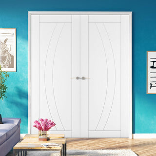 Image: Ravello White Primed Flush Internal Door Pair