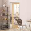 Reims Diamond 5 Panel Oak Absolute Evokit Single Pocket Door- Clear Bevelled Glass - Prefinished