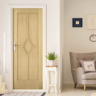Image: FD30 Reims Diamond 5 Panel Oak Internal Door - 30 Minute Fire Rated - Prefinished