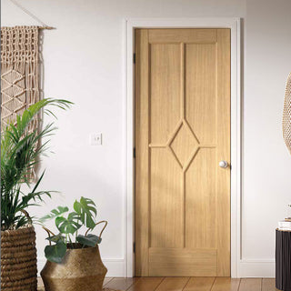 Image: Reims Diamond 5 Panel Oak Internal Door - Prefinished