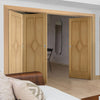 Three Folding Doors & Frame Kit - Reims Diamond 5 Panel Oak 2+1 - Prefinished