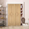 Two Sliding Maximal Wardrobe Doors & Frame Kit - Reims Diamond 5 Panel Oak Door - Prefinished