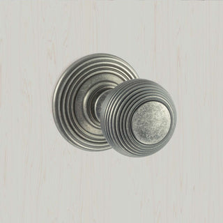 Image: Ripon Reeded Old English Mortice Knob - Distressed Silver