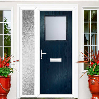 Image: Cottage Style Rockford 1 Composite Front Door Set with Single Side Screen - Obscure Glass - Shown in Blue
