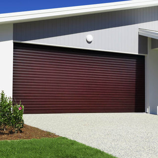 Image: Gliderol Electric Insulated Roller Garage Door from 4291 to 4710mm Wide - Rosewood
