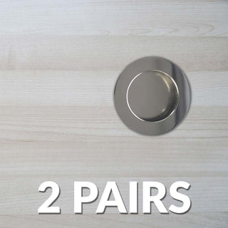 Image: Two Pairs of Anniston 50mm Sliding Door Round Flush Pulls - Polished Stainless Steel
